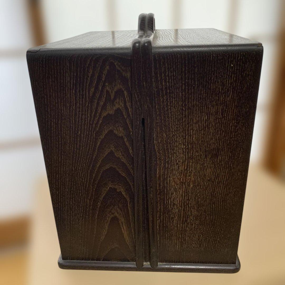 茶箱　煎茶道具箱　木製茶箱 2段収納 編み込みデザイン　古美術 持ち運び　野点