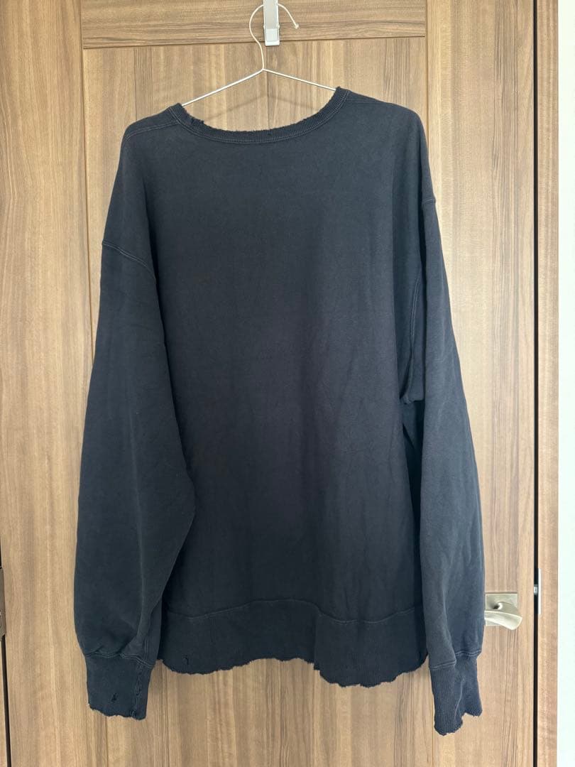 【別注】アンセルムDYED DAMEGE SWEAT SHIRT NAVY