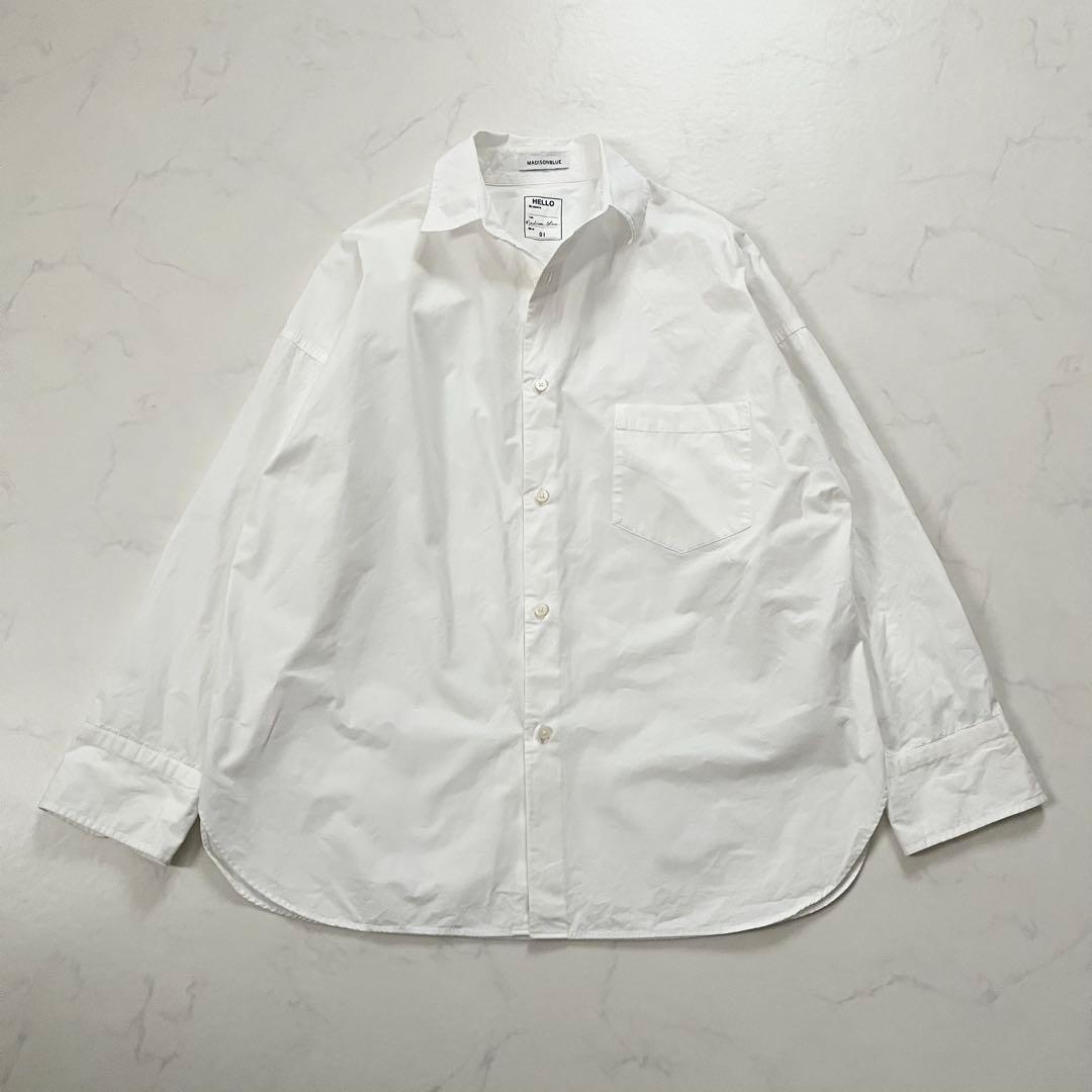 美品　マディソンブルー J.BRADLEY B刺繍 長袖シャツ 白　01サイズ