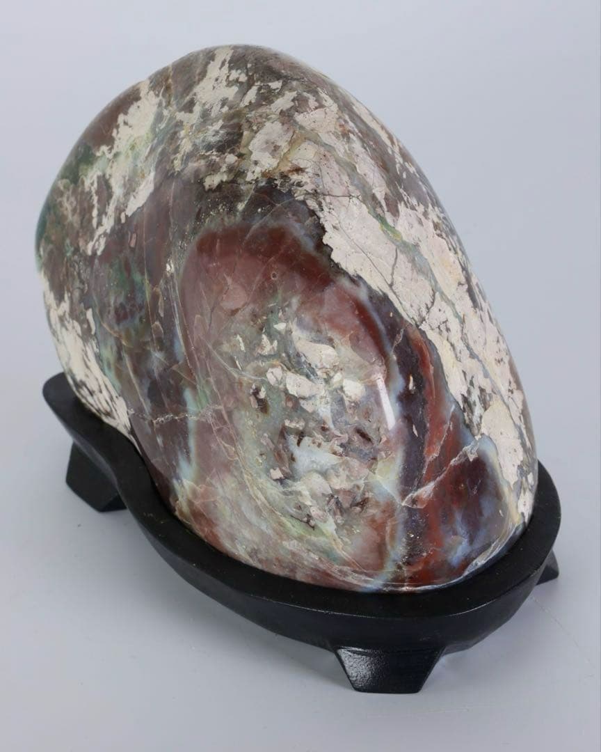 碧玉 ジャスパー 瑪瑙 観賞石 2.2kg 台座付 多色紋様 美石 鑑賞石 飾石