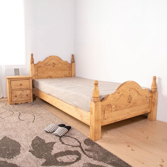 カントリー調パイン無垢材すのこベッド（ダブル）ベッドフレーム（176）