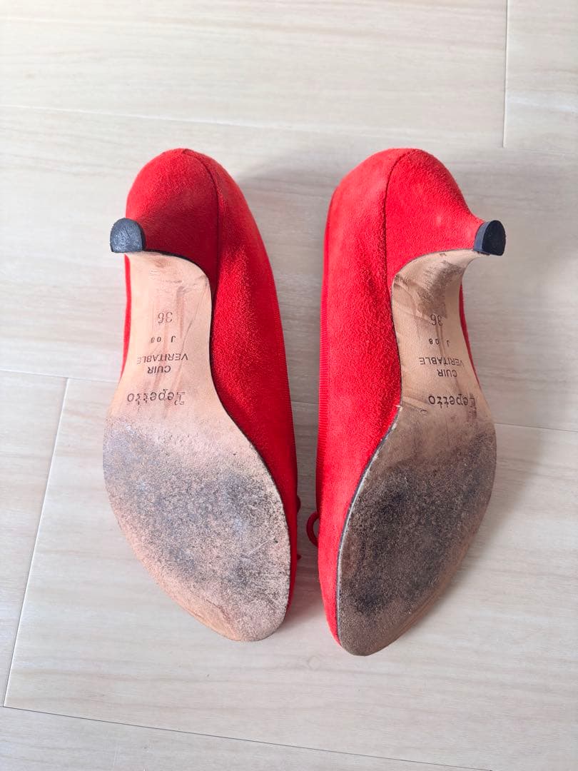 Repetto パンプス　ジゼル　赤 リボン付き　スエード　美品