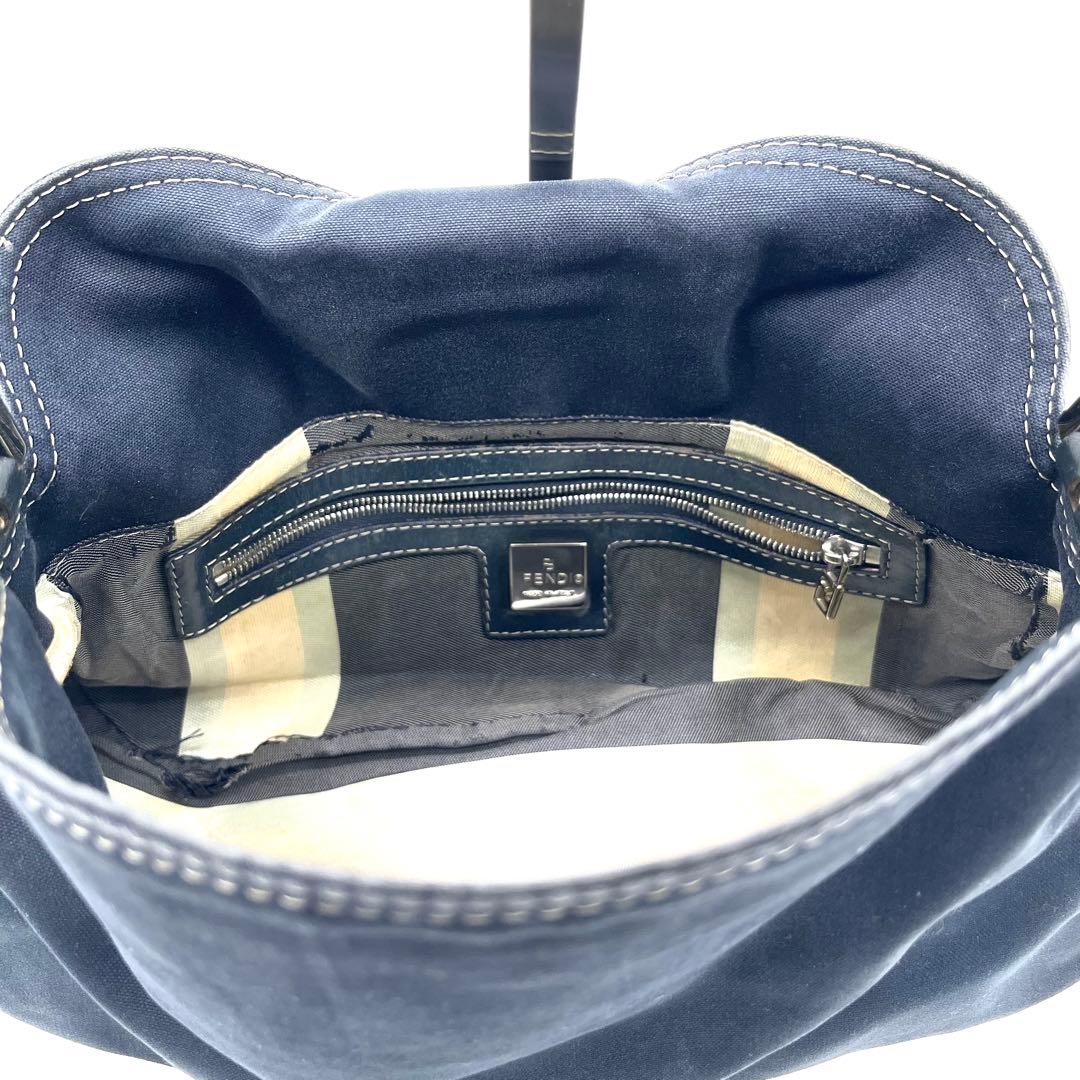 FENDI フェンディ マンマバケット マーブル デニム ショルダーバック 濃紺