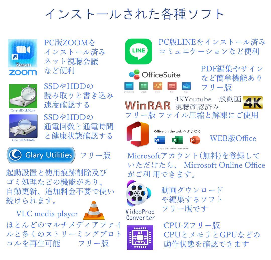 Win11・i5-8500/256gb/1tb/16gb/4k/dvd/中古快適