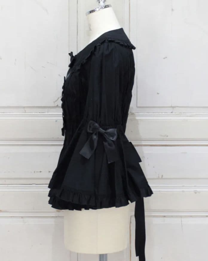 丸襟姫袖　メタモルフォーゼ　ロリータ　ブラウス　ブラック