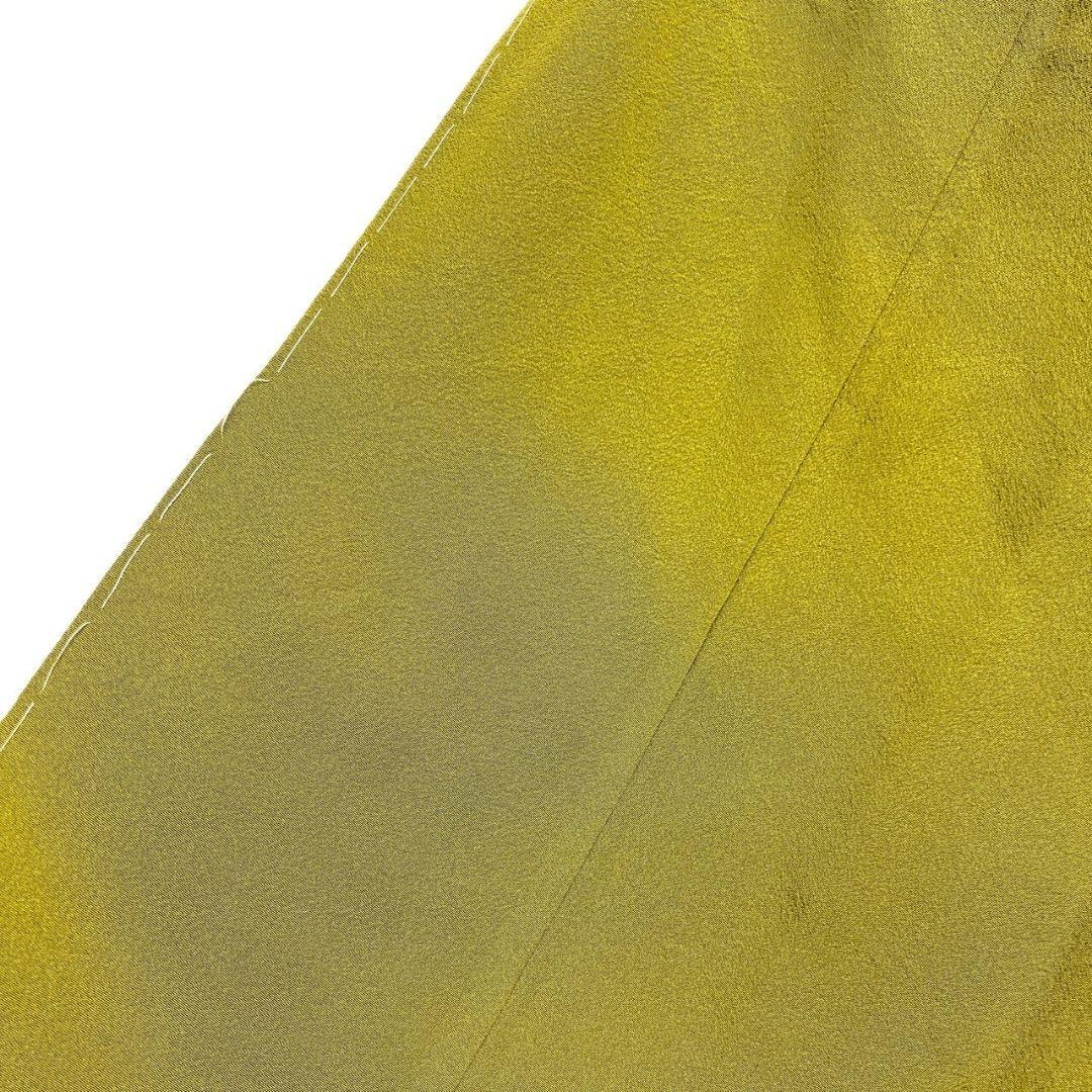 未着用　色無地　一つ紋　深い鶸色　着物　083a p