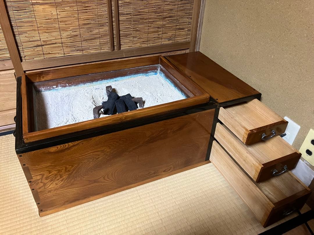 木製火鉢 引き出し付き
