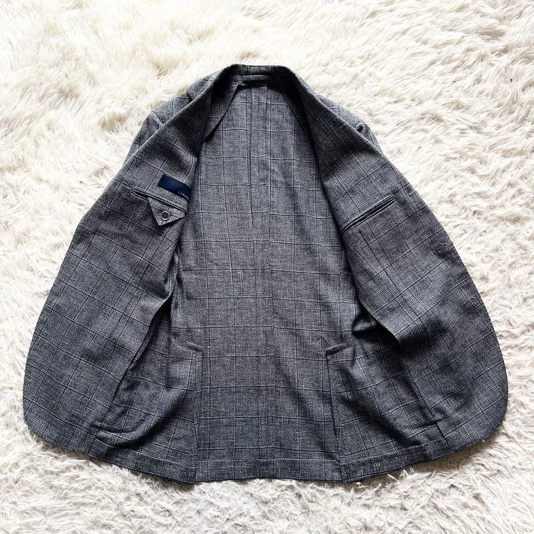 <美品>LARDINI ネイビー ウール フラックス ジャケット サイズ44