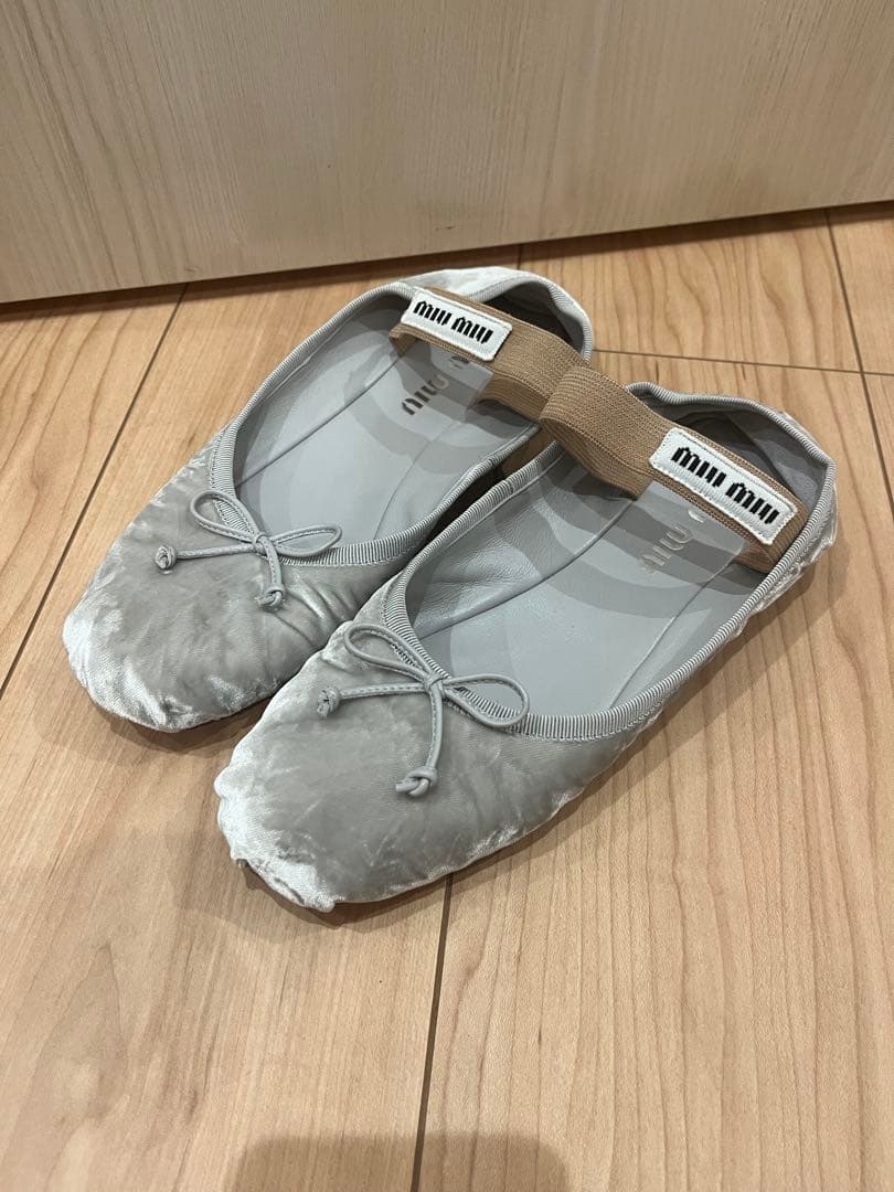 【MIU MIU】ミュウミュウ サテン・ベルベット バレーシューズ