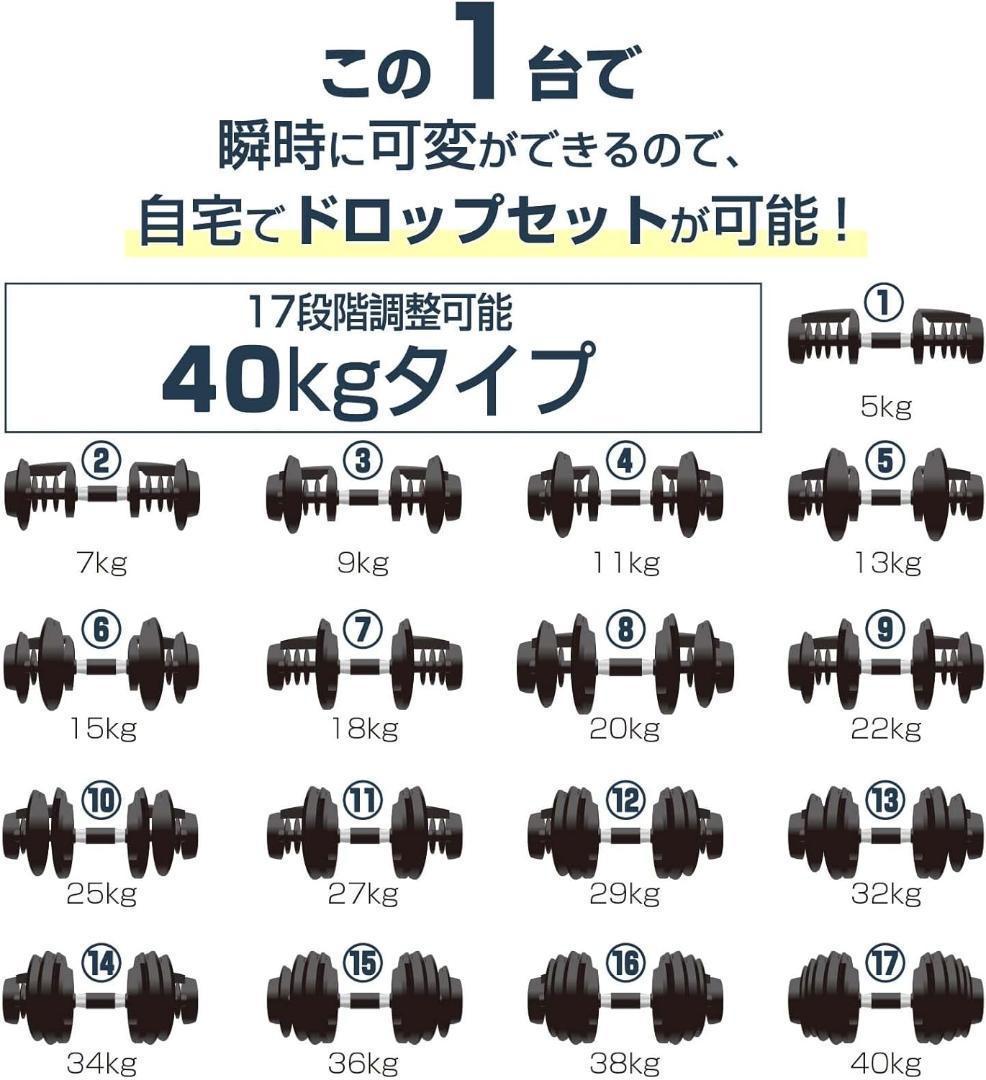 新古品 TOP FILM 可変式 ダンベル 40kg 1個 T-039